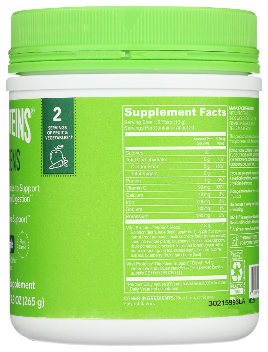 Vital Proteins: Daily Greens Green Apple, 9.3 Oz