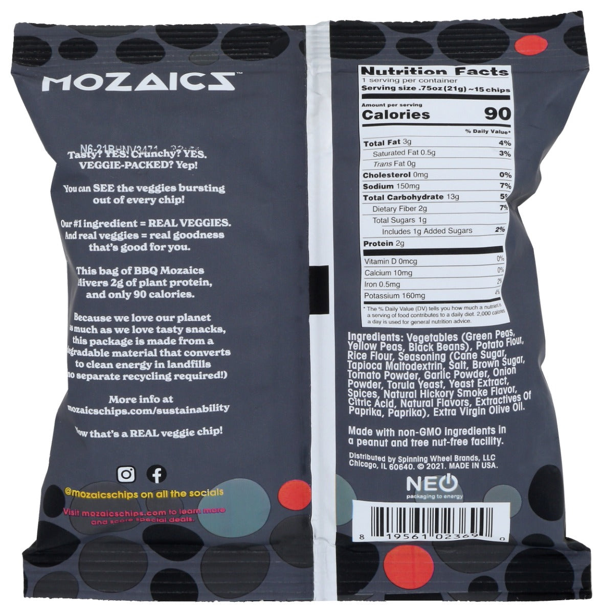 Mozaics: Bbq Veggie Chips, 0.75 Oz