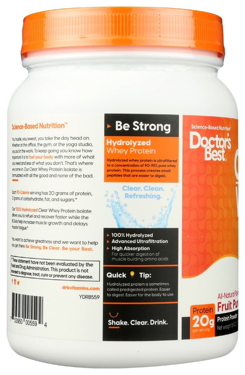 Doctors Best: Clear Whey Protein Isolate Fruit Punch, 529.2 Gm