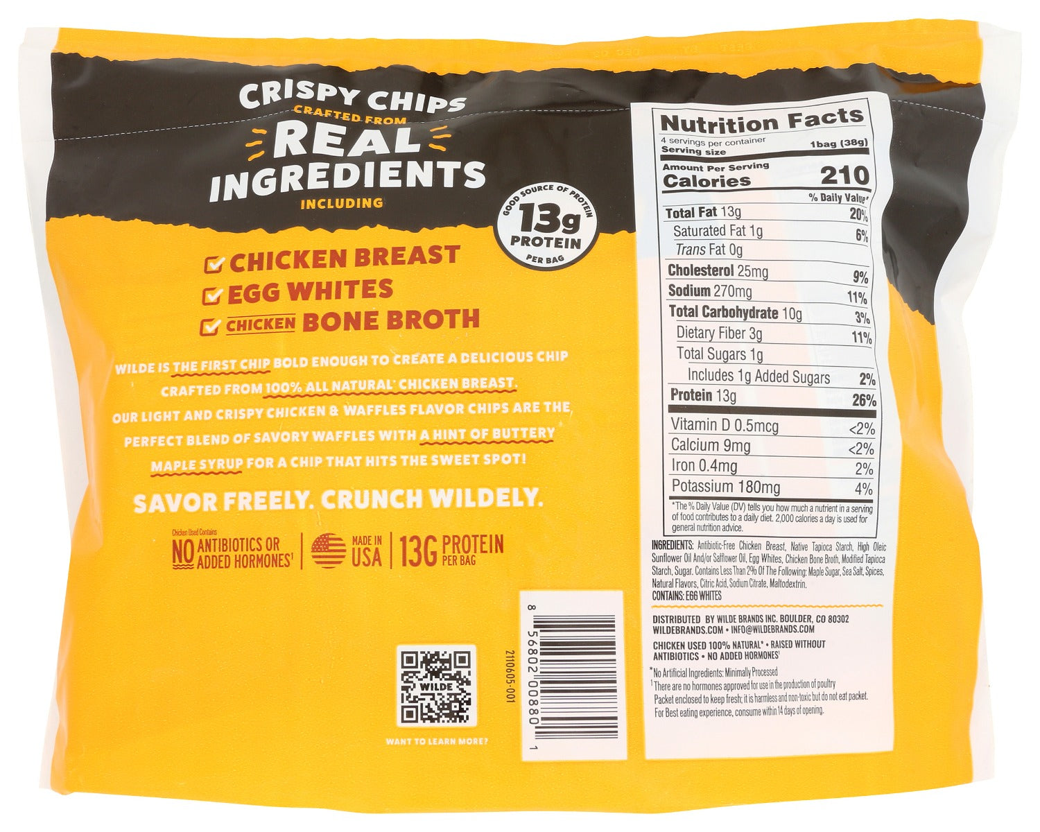 Wilde Snacks: Chicken Waffles Chips 4Pk, 5.4 Oz