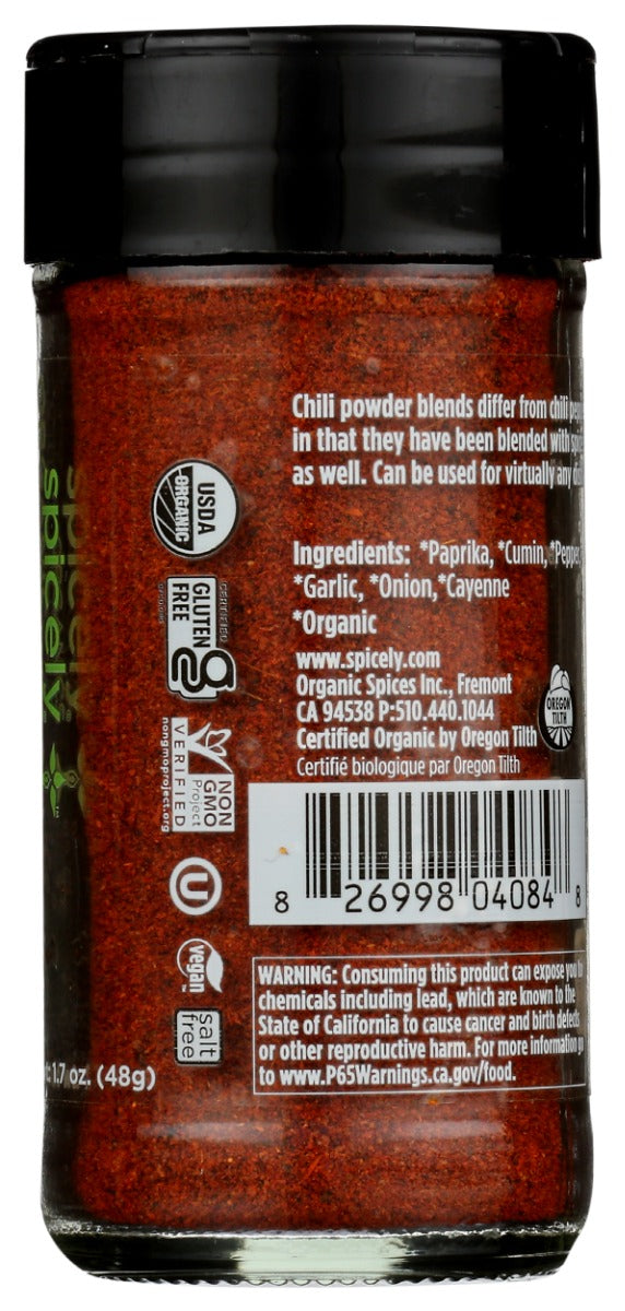 Spicely Organics: Organic Chili Powder Jar, 1.7 Oz