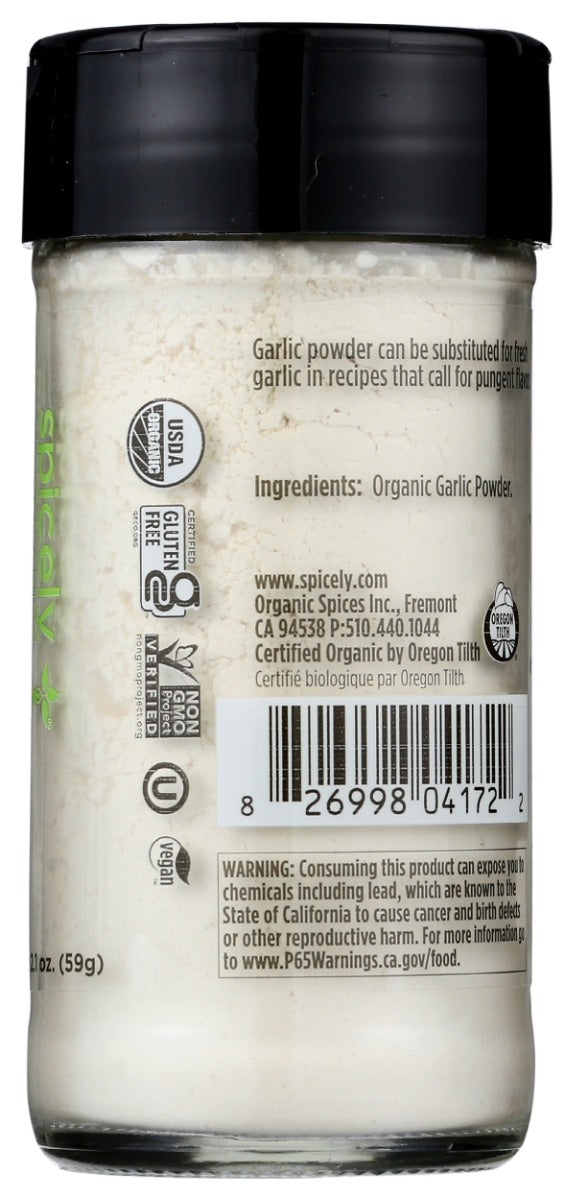 Spicely Organics: Organic Garlic Powder Jar, 2.1 Oz