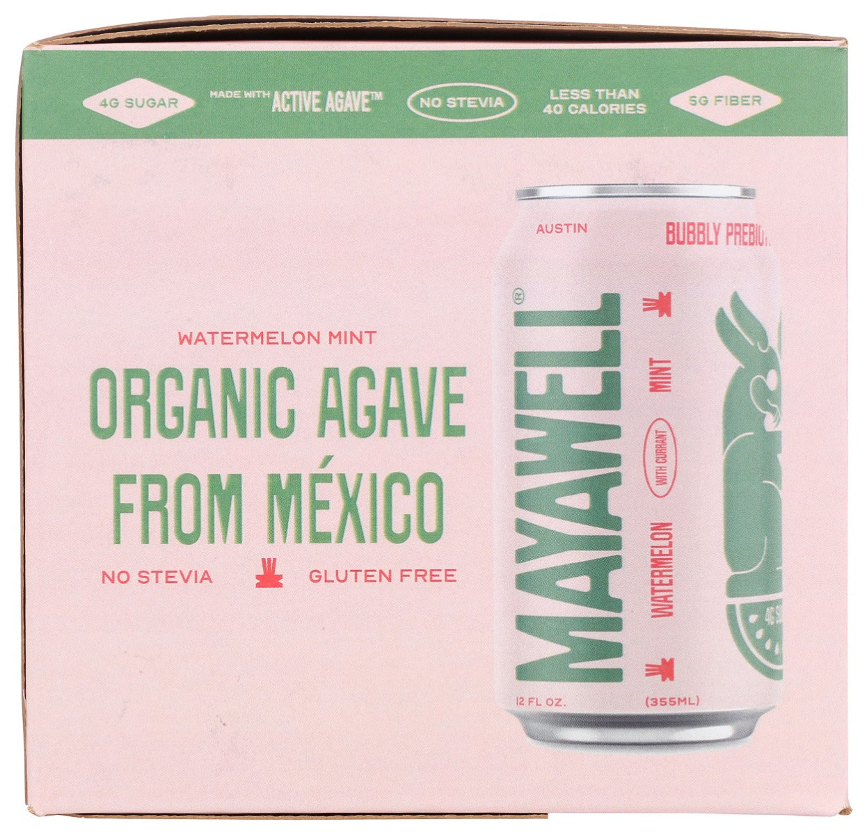 Mayawell: Watermelon Mint Prebiotic Soda 4Pk, 48 Fo