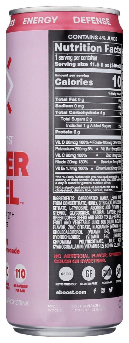 Eboost: Super Fuel Natural Energy Plus Vitamins Strawberry Lemonade, 12 Oz