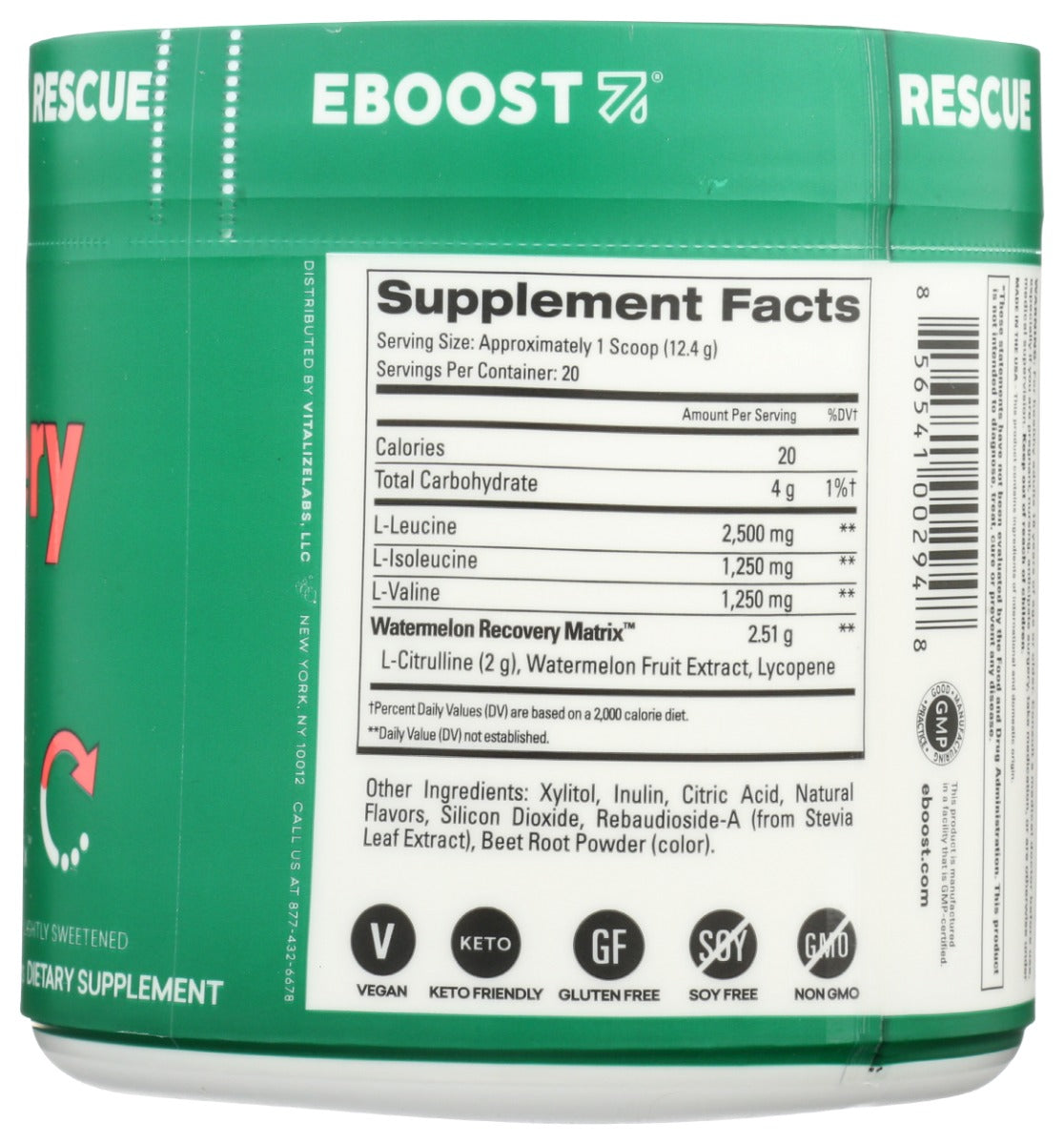 Eboost: Rescue Vegan Bcaa Watermelon, 8.74 Oz