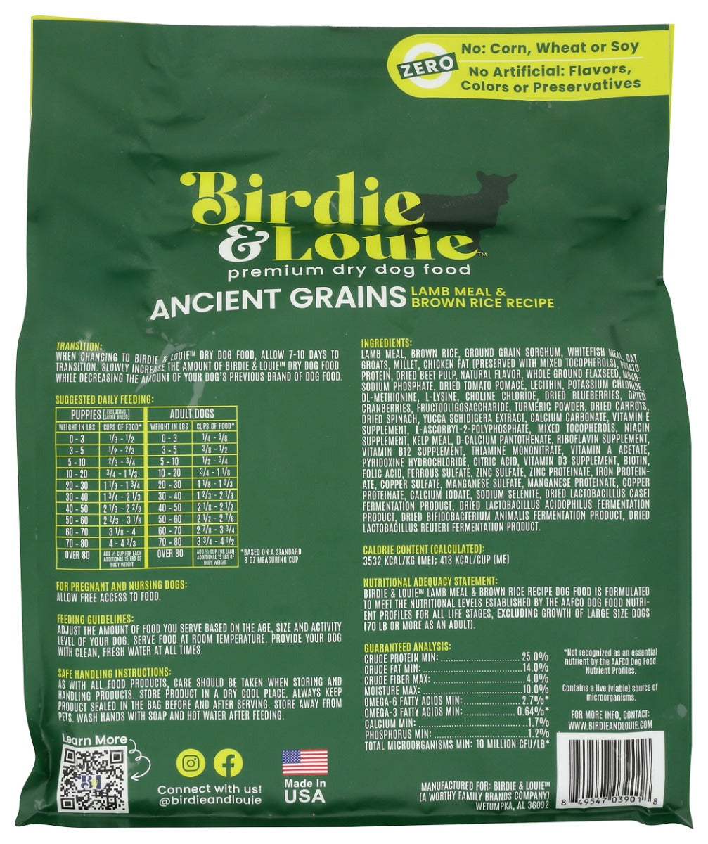 Birdie & Louie: Lamb Meal And Brown Rice Dry Dog Food, 3.5 Lb