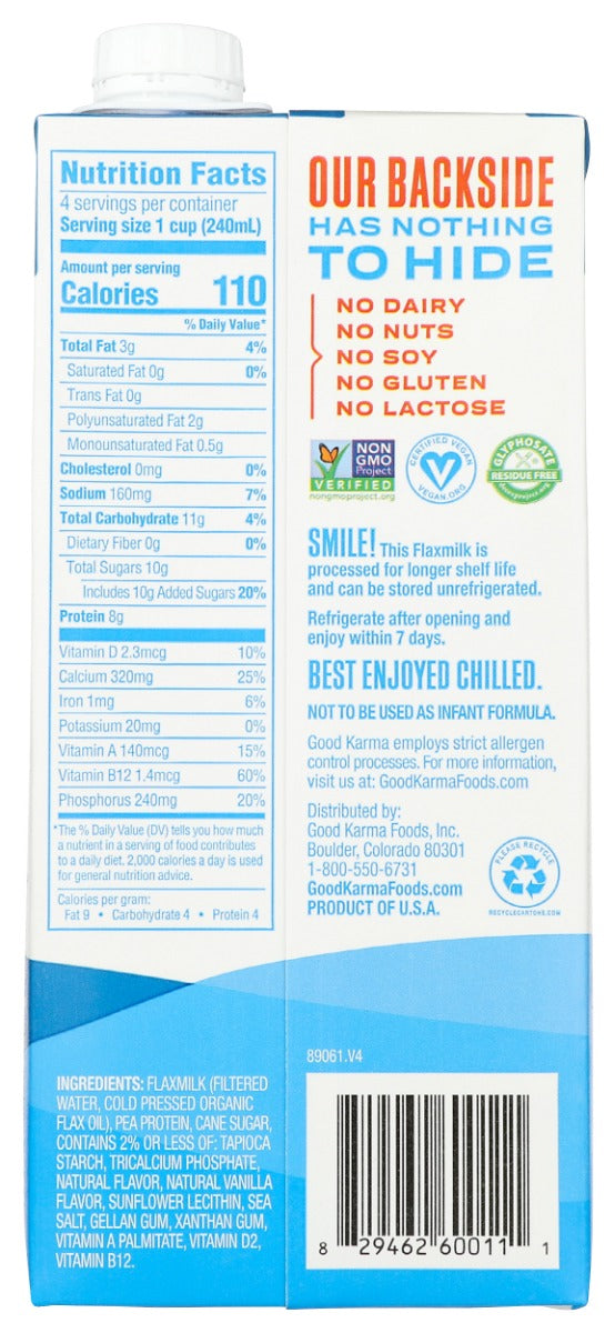 Good Karma: Vanilla Flaxmilk Protein, 32 Fo