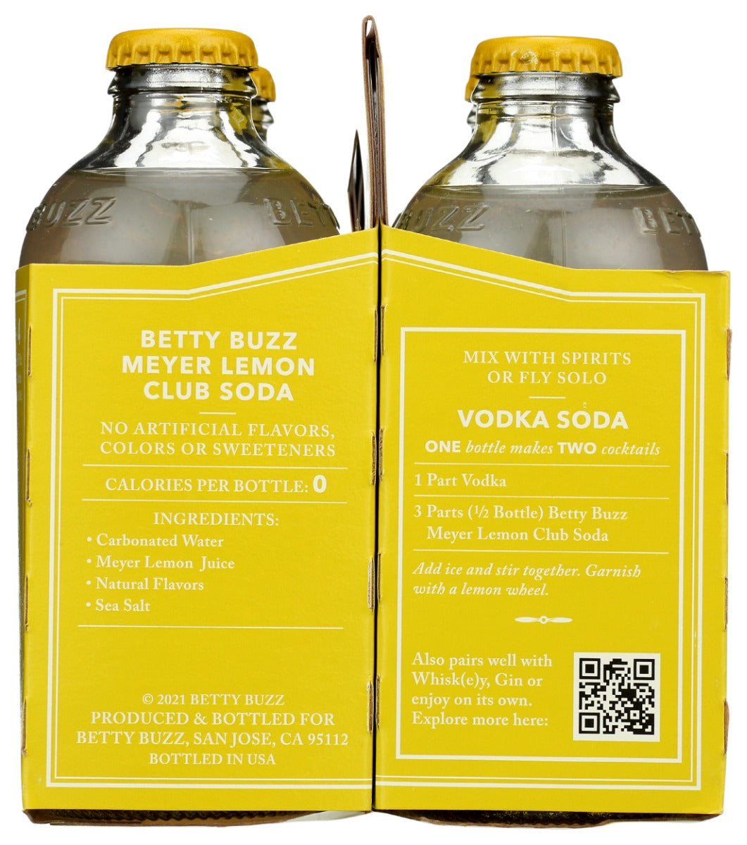 Betty Buzz: Meyer Lemon Club Soda Bottles 4Pk, 36 Fo