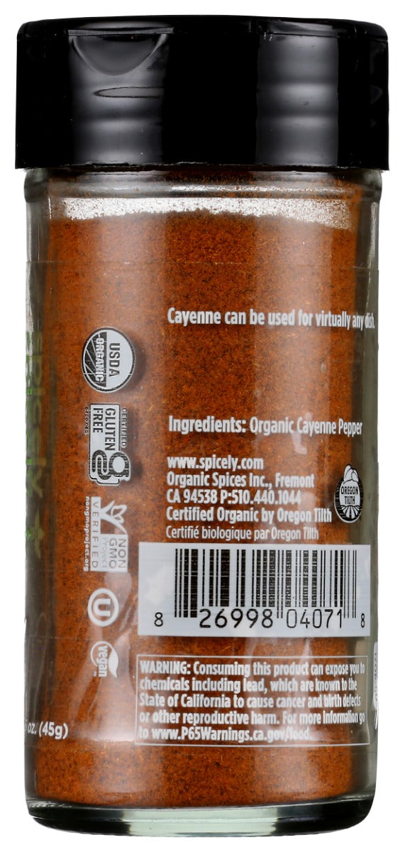 Spicely Organics: Organic Cayenne Pepper Jar, 1.6 Oz