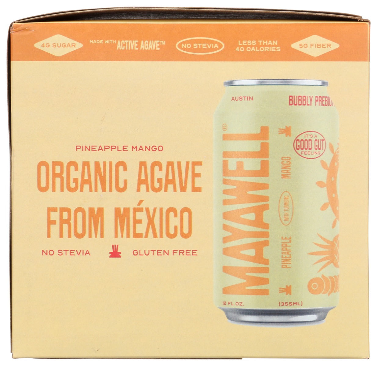 Mayawell: Pineapple Mango Prebiotic Soda 4Pk, 48 Fo