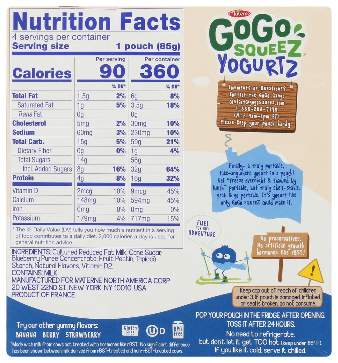 Gogo Squeez: Blueberry Yogurtz 4Pk, 12 Oz