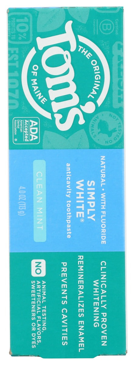 Toms Of Maine: Simply White Toothpaste Clean Mint, 4 Oz